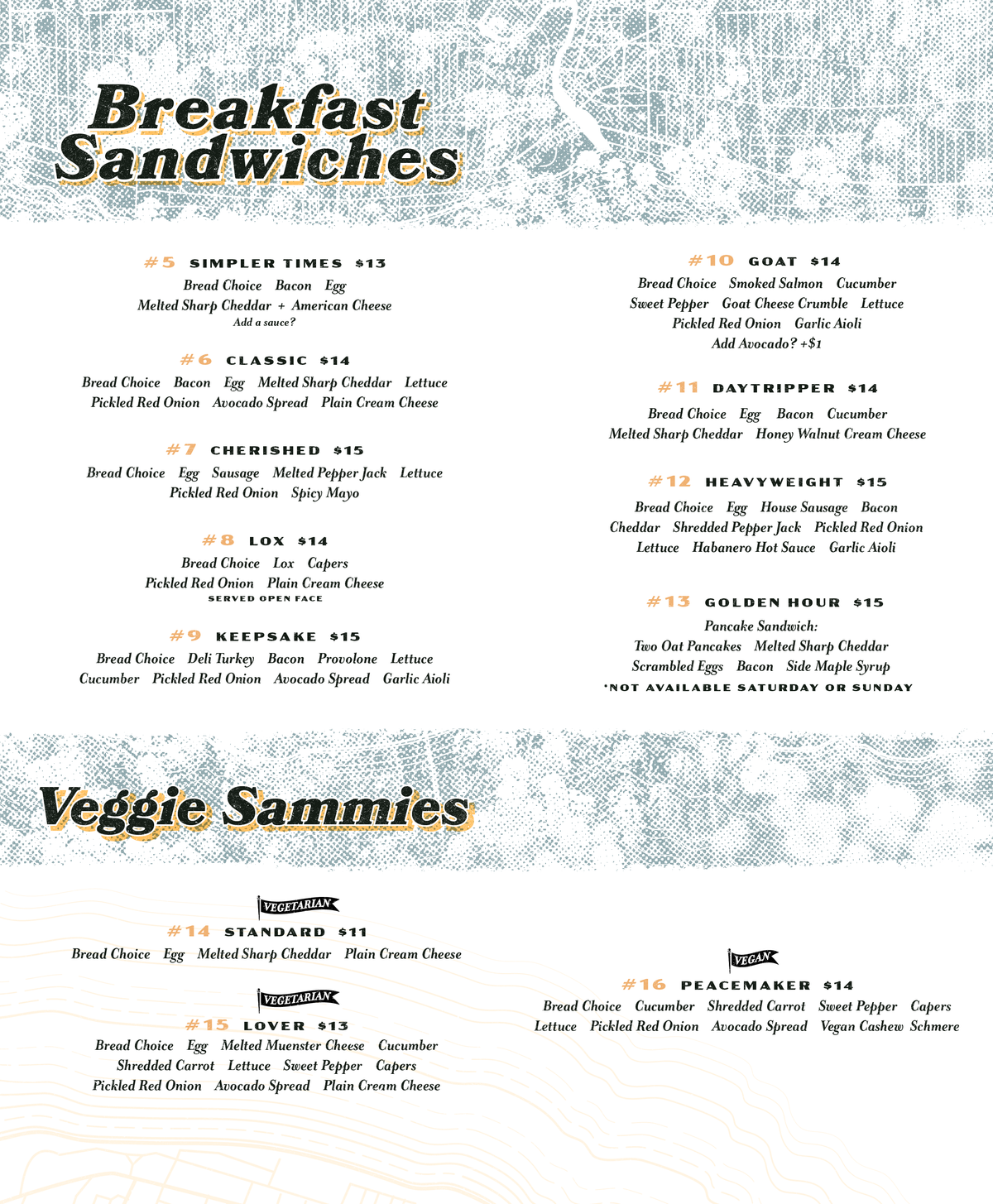 Current Menu – The Pastimes