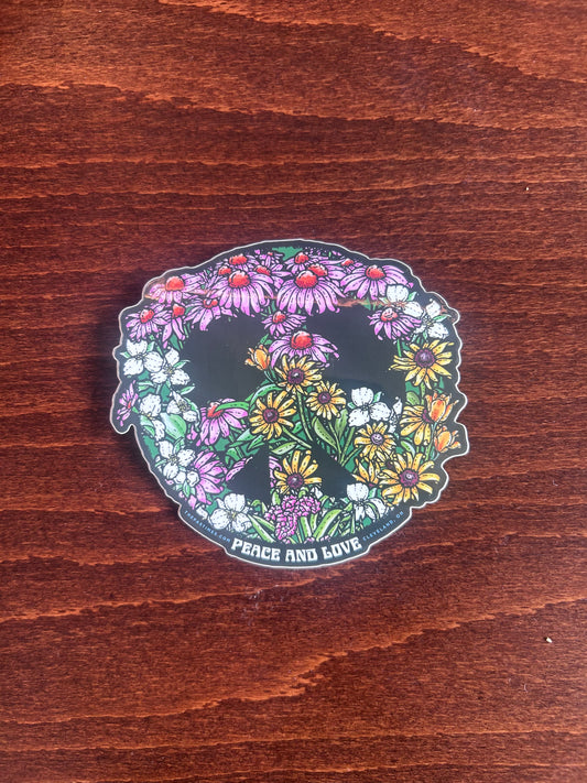 Peace and Love Sticker
